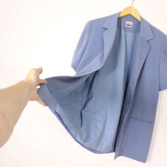 *Moda Petite Blue Short Sleeve Blazer - Picture 3 of 6